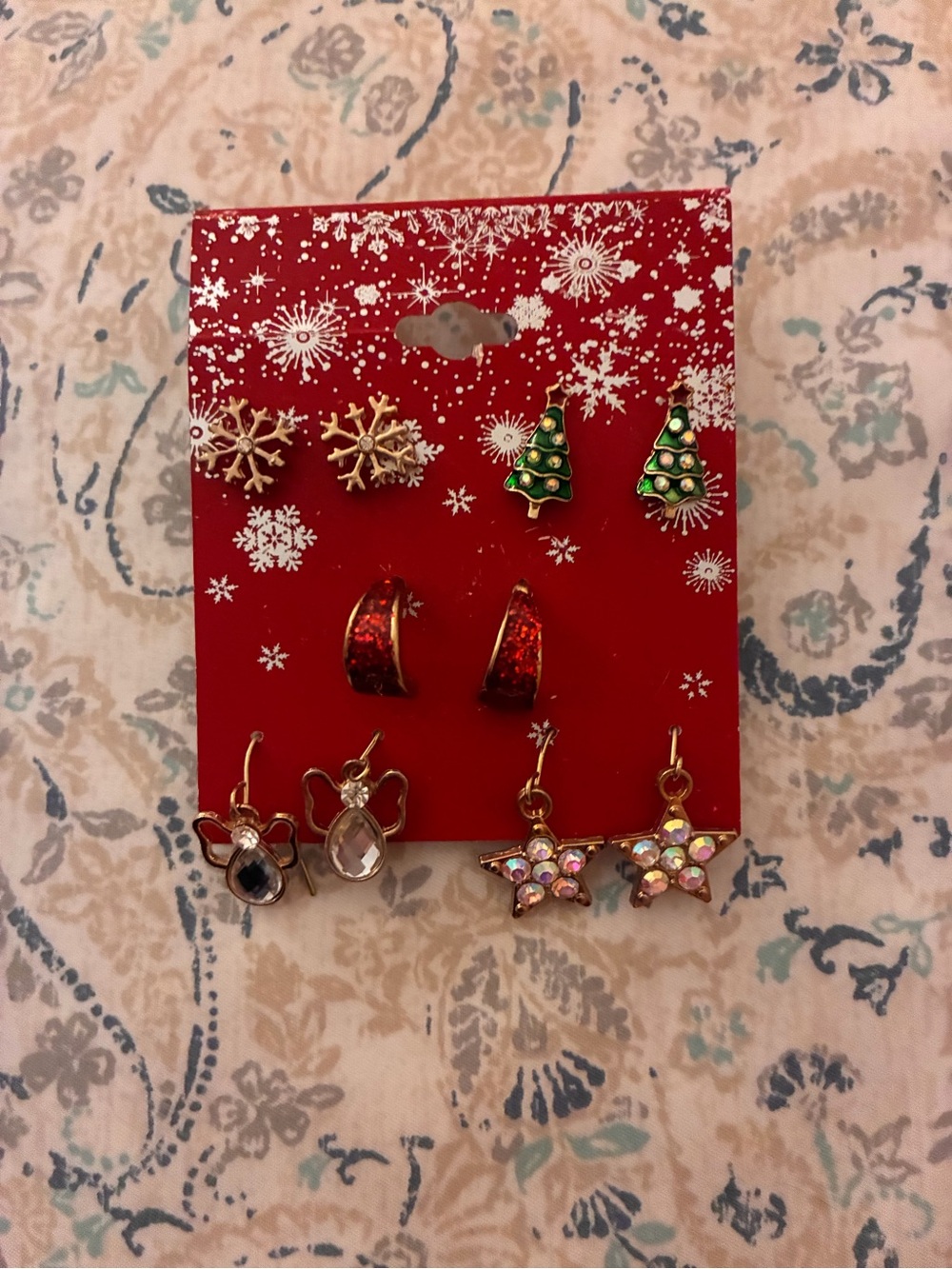 Festive Multi-Pair Women’s Earring Set - Gold & Green Accents